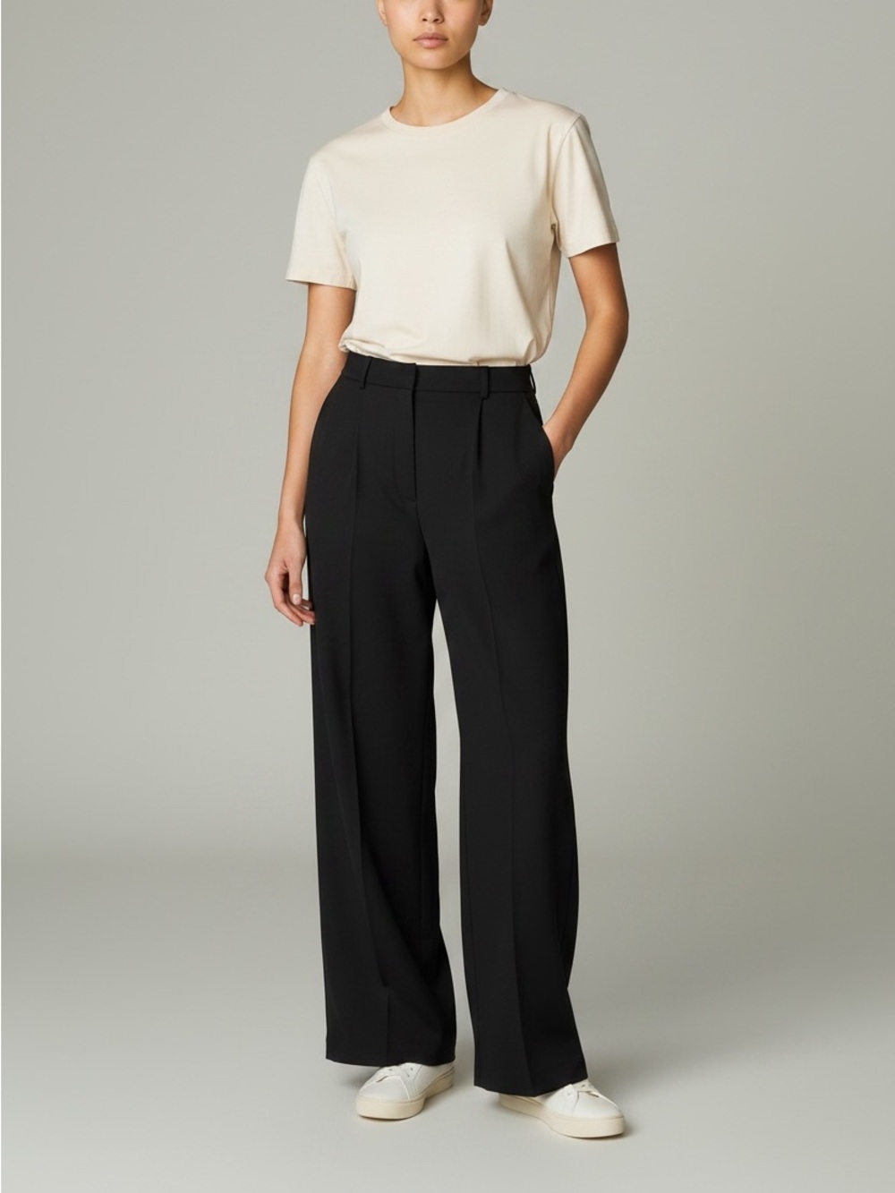 Babaton Black Straight-Leg Wool Trousers